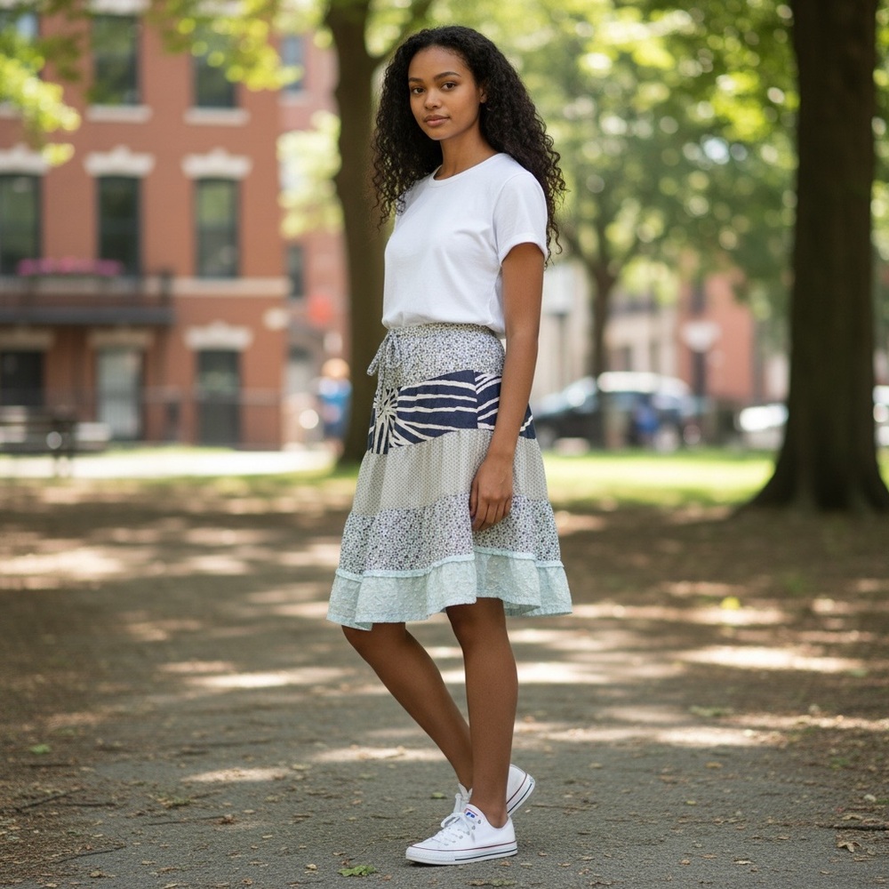 J Crew Cottagecore Tiered Patchwork Drawstring Sk… - image 11